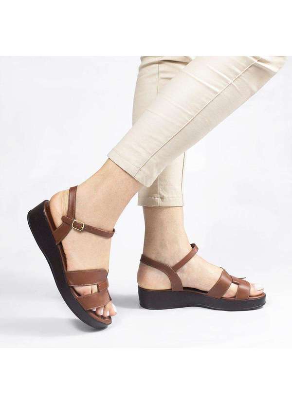Zatta Calcados - Sandalia Rasteira Flat H Felicia Marrom