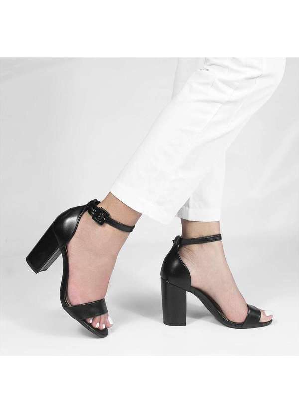 Zatta Calcados - Sandalia Salto Alto Bloco Dominique Preto