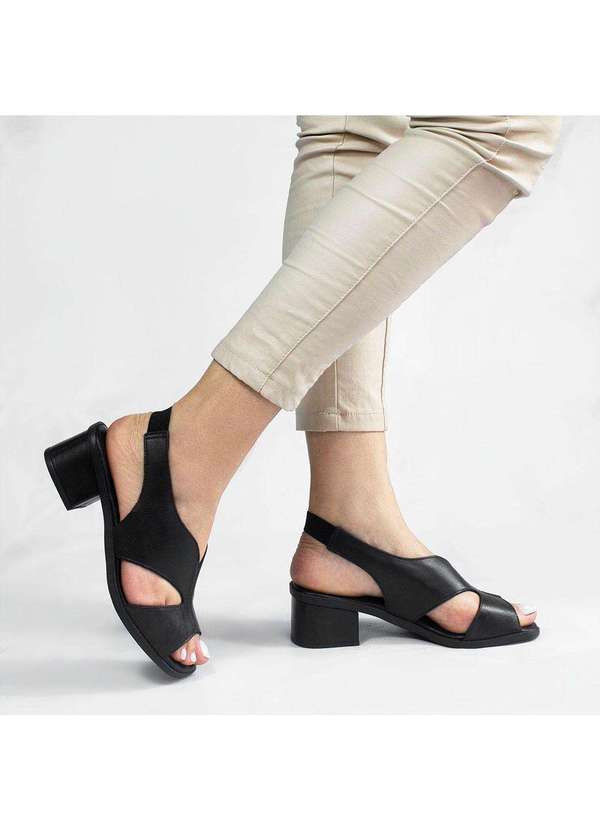 Zatta Calcados - Sandalia Salto Bloco Couro Priscila Marrom 1