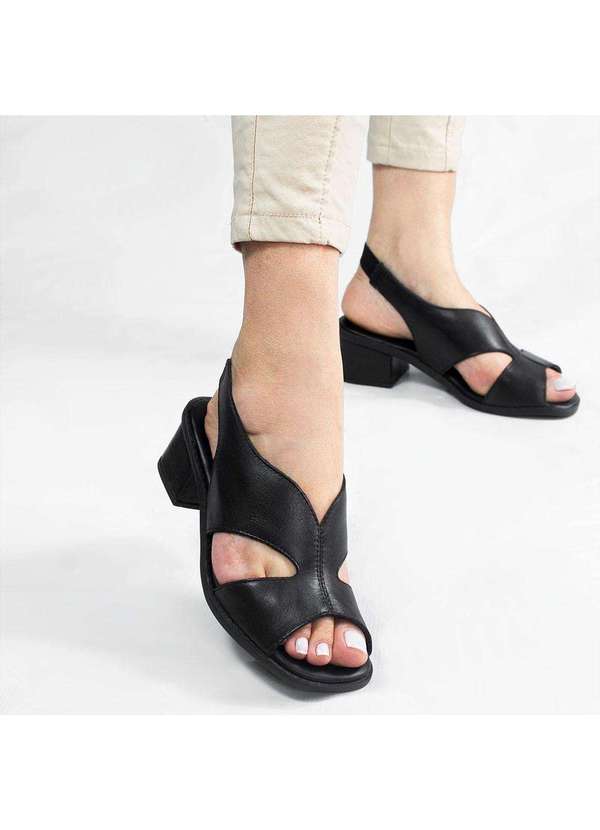 Zatta Calcados - Sandalia Salto Bloco Couro Priscila Marrom 3