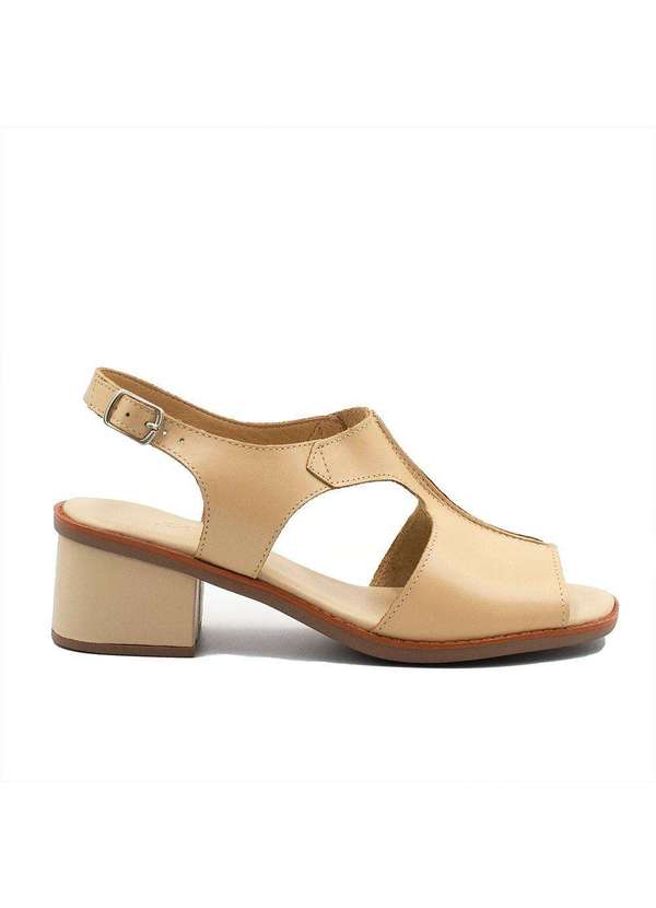 Zatta Calcados - Sandalia Salto Bloco Couro Recorte Fernanda Bege 2