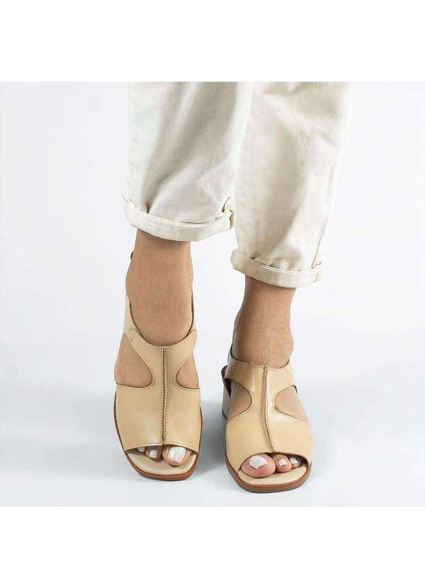 Zatta Calcados - Sandalia Salto Bloco Couro Recorte Fernanda Bege 3