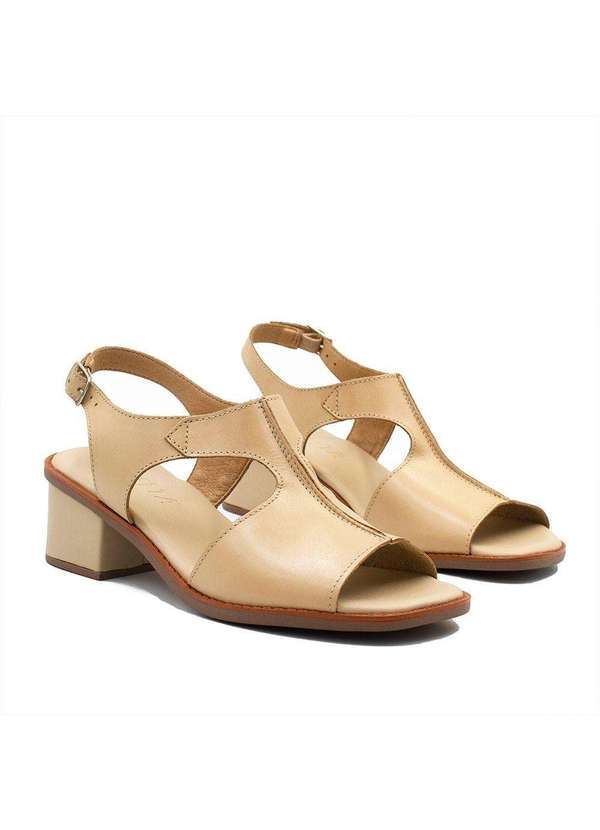 Zatta Calcados - Sandalia Salto Bloco Couro Recorte Fernanda Bege 4