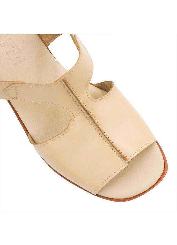 Zatta Calcados - Sandalia Salto Bloco Couro Recorte Fernanda Bege 6