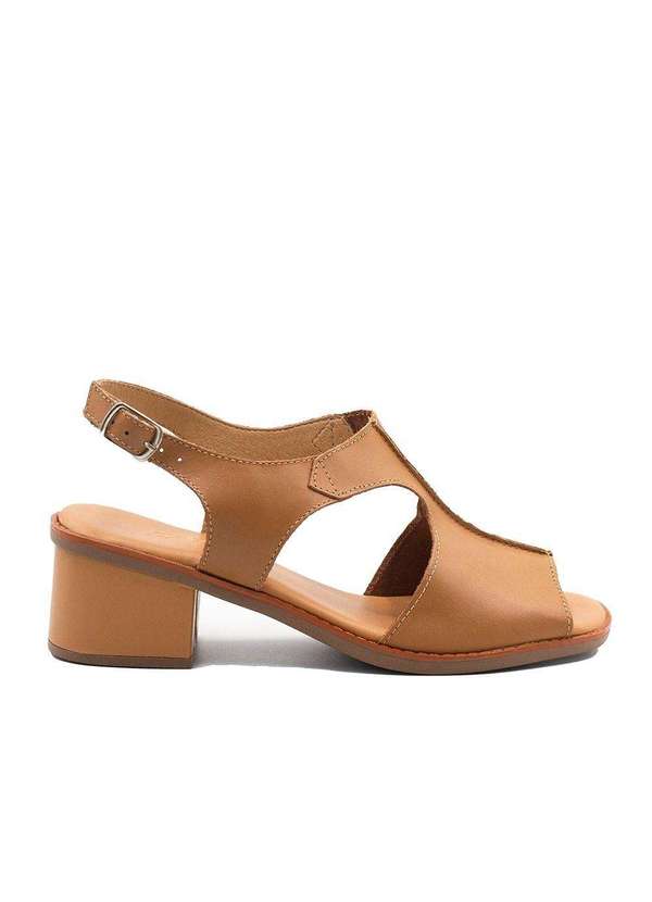 Zatta Calcados - Sandalia Salto Bloco Couro Recorte Fernanda Marrom 2