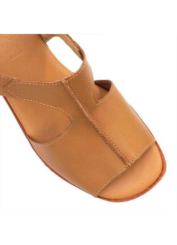 Zatta Calcados - Sandalia Salto Bloco Couro Recorte Fernanda Marrom 4