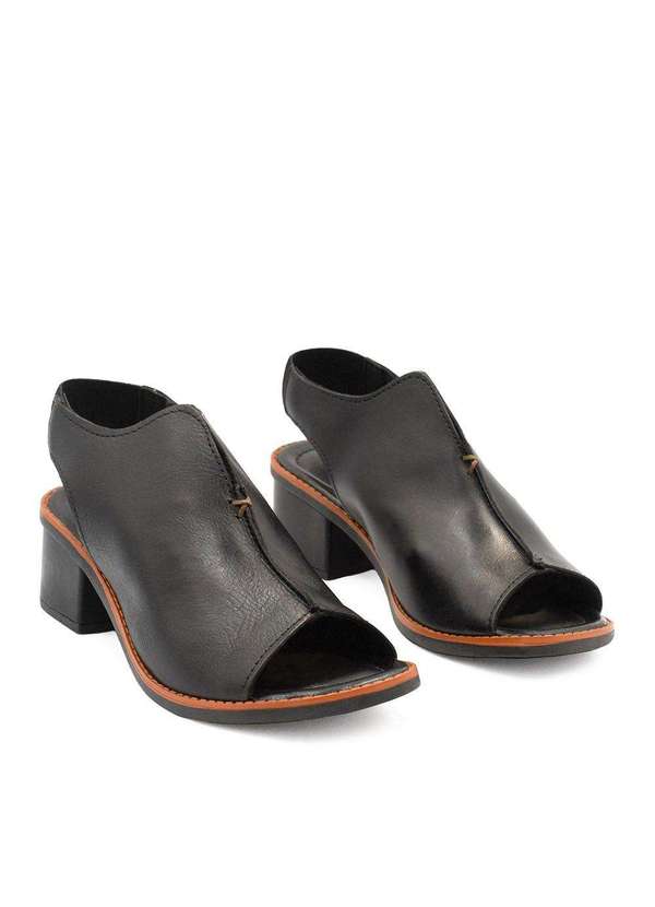 Zatta Calcados - Sandalia Salto Bloco Couro Recorte Ohana Preto 4