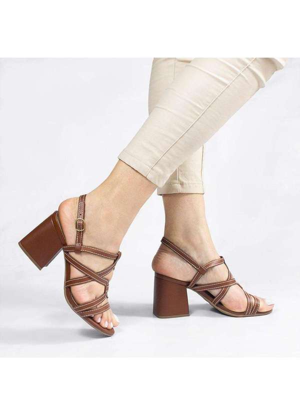 Zatta Calcados - Sandalia Salto Bloco Estela Marrom Marrom
