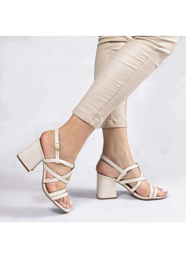 Zatta Calcados - Sandalia Salto Bloco Estela Branco