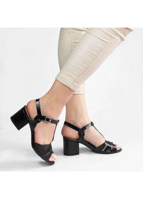 Zatta Calcados - Sandalia Salto Bloco Ester Preto