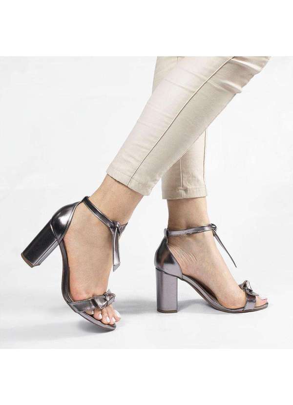 Zatta Calcados - Sandalia Salto Bloco Laco Katy Cinza