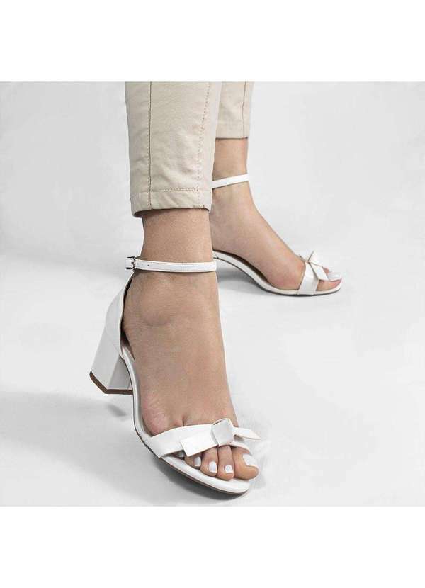 Zatta Calcados - Sandalia Salto Bloco Laco Yumi Branco 4