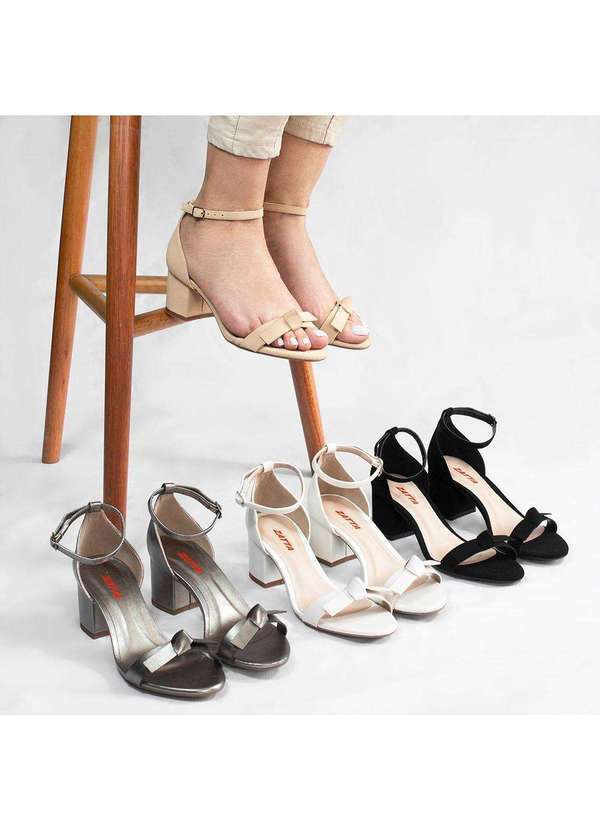 Zatta Calcados - Sandalia Salto Bloco Laco Yumi Branco 6