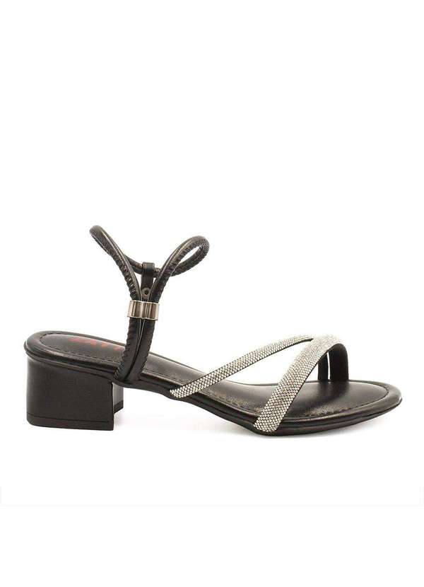 Zatta Calcados - Sandalia Salto Bloco Medio Strass Marli Preto 2