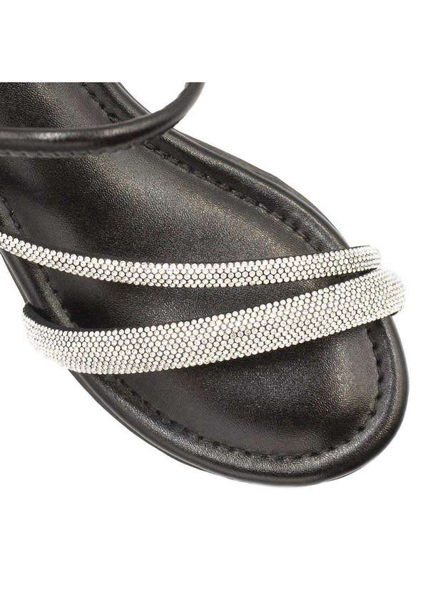 Zatta Calcados - Sandalia Salto Bloco Medio Strass Marli Preto 5