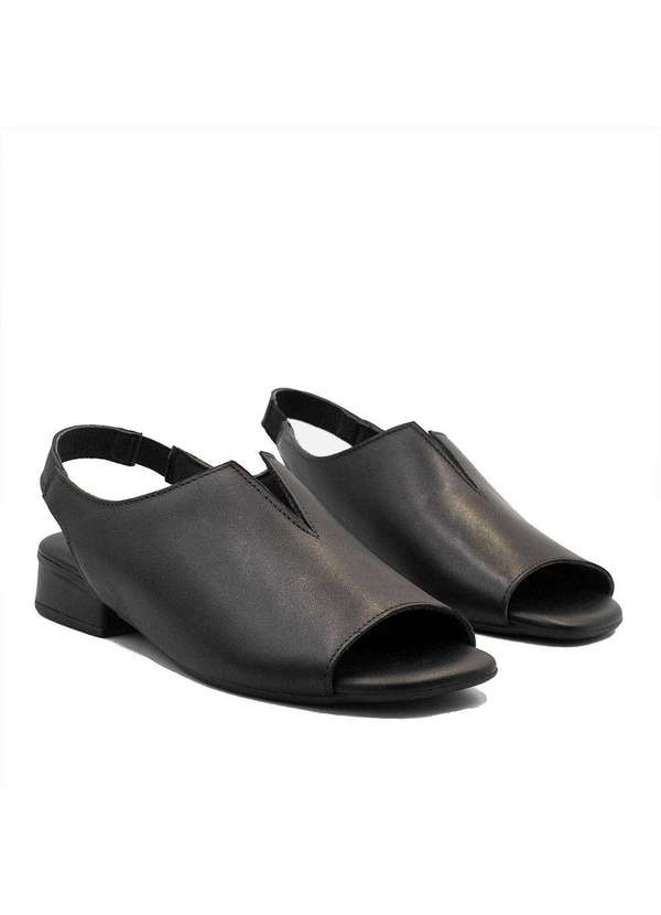 Zatta Calcados - Sandalia Zatta Baixa Basica Couro Filomena Preto 4