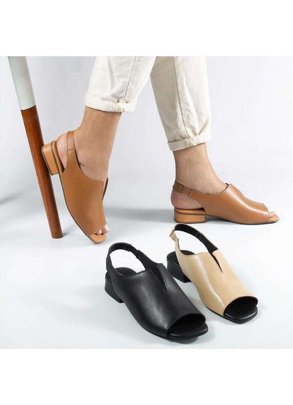 Zatta Calcados - Sandalia Zatta Baixa Basica Couro Filomena Preto 6