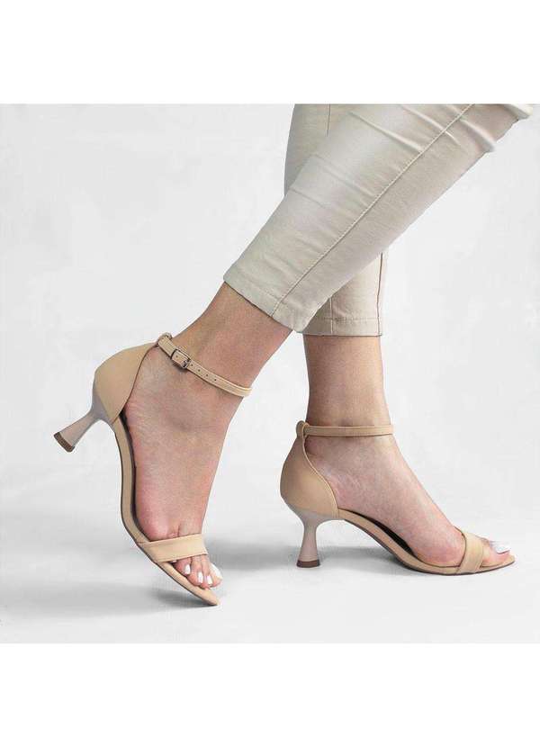 Zatta Calcados - Sandalia Zatta Bico Folha Salto Taca Aisha Bege