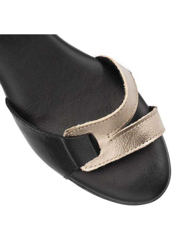 Zatta Calcados - Sandalia Zatta Couro Salto Bloco Bicolor Luana Preto 3