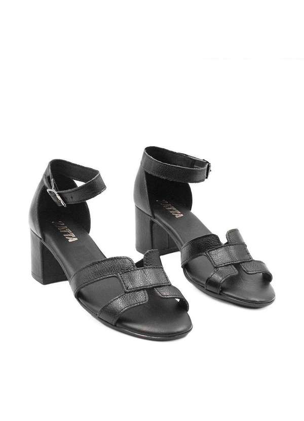 Zatta Calcados - Sandalia Zatta H Salto Bloco em Couro Lorena Preto 3