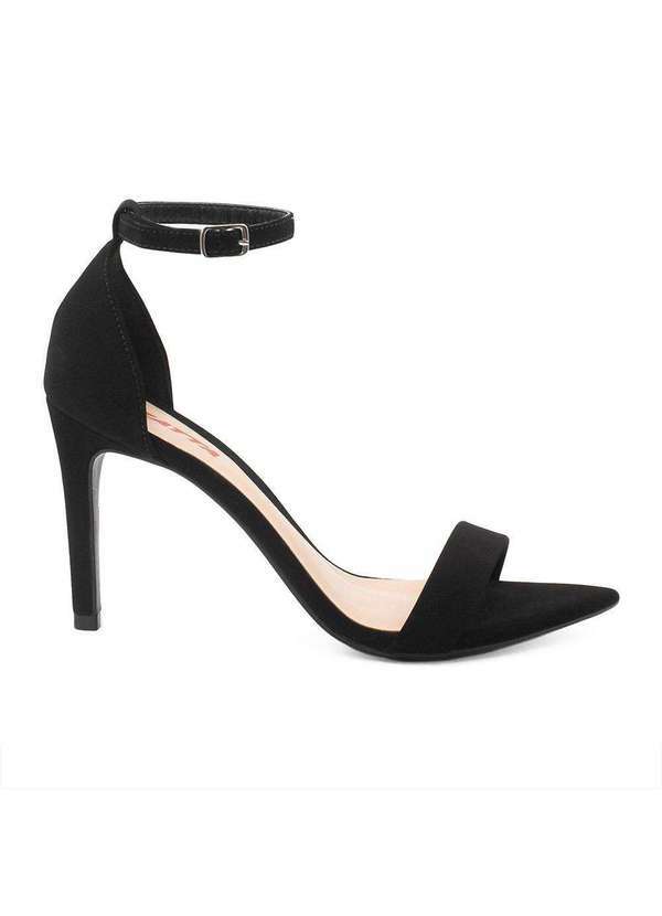 Zatta Calcados - Sandalia Zatta Salto Alto Bicofolha Sofia Nobuck Preto