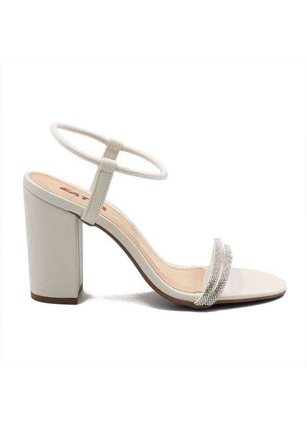 Zatta Calcados - Sandalia Zatta Salto Alto Tiras Strass Bruna Branco