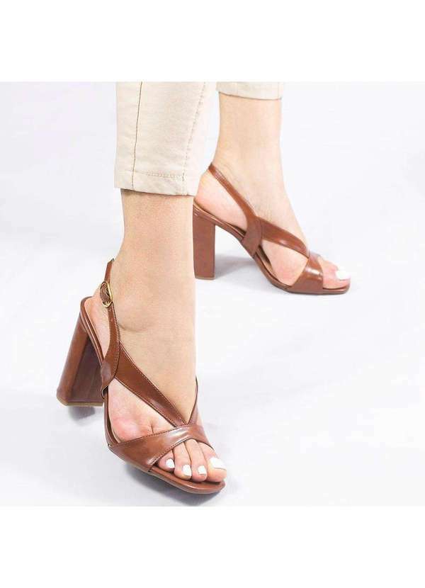 Zatta Calcados - Sandalia Zatta Salto Bloco Alta Lara Marrom 3