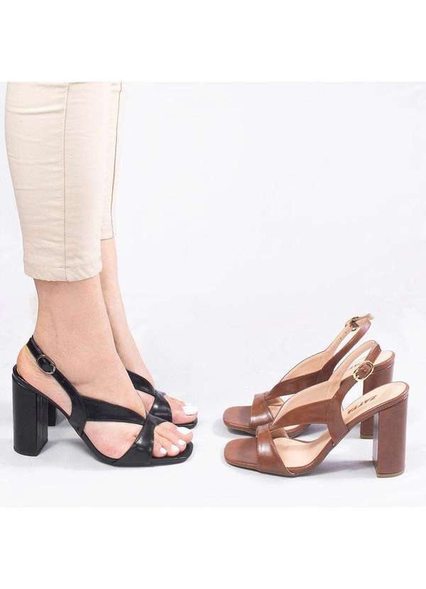 Zatta Calcados - Sandalia Zatta Salto Bloco Alta Lara Marrom 6