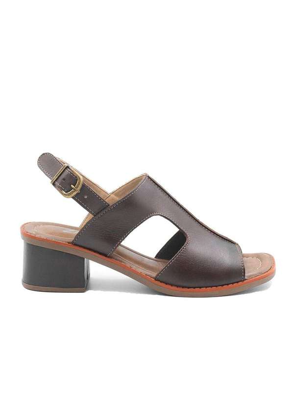 Zatta Calcados - Sandalia Zatta Salto Bloco Couro Maggie Marrom 2