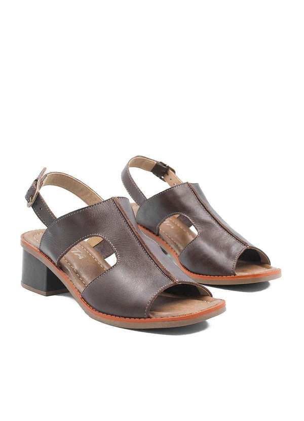 Zatta Calcados - Sandalia Zatta Salto Bloco Couro Maggie Marrom 4