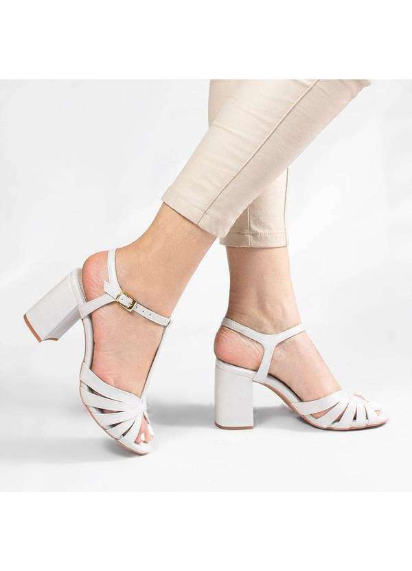 Zatta Calcados - Sandalia Zatta Salto Bloco Tirinhas Salome Branco 2