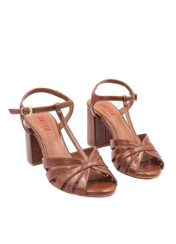 Zatta Calcados - Sandalia Zatta Salto Bloco Tirinhas Salome Marrom 3