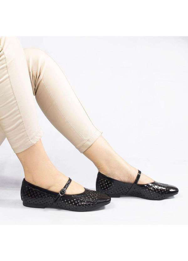 Zatta Calcados - Sapatilha Zatta Boneca Lasercut Beatriz Preto