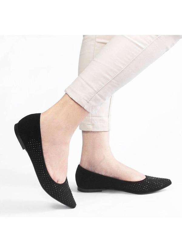 Zatta Calcados - Sapatilha Hotfix Bico Fino Sandy Preto