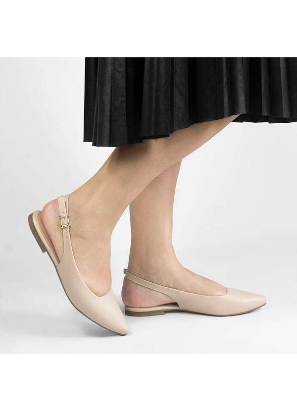 Zatta Calcados - Sapatilha Slingback Bico Fino Elvira Bege