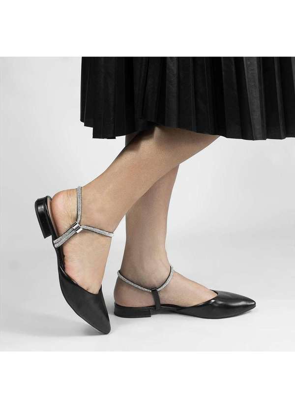 Zatta Calcados - Sapatilha Slingback Bico Fino Emma Preto