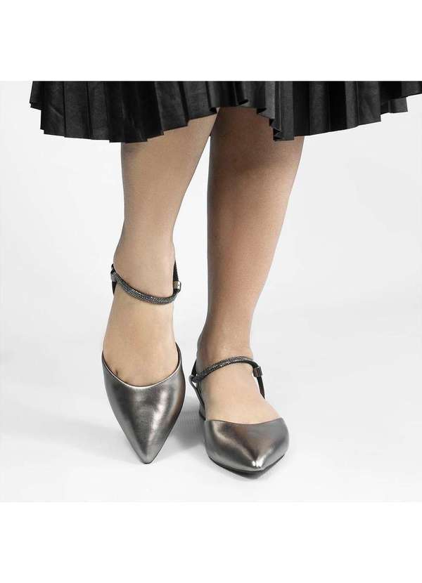 Zatta Calcados - Sapatilha Slingback Bico Fino Emma Cinza 4