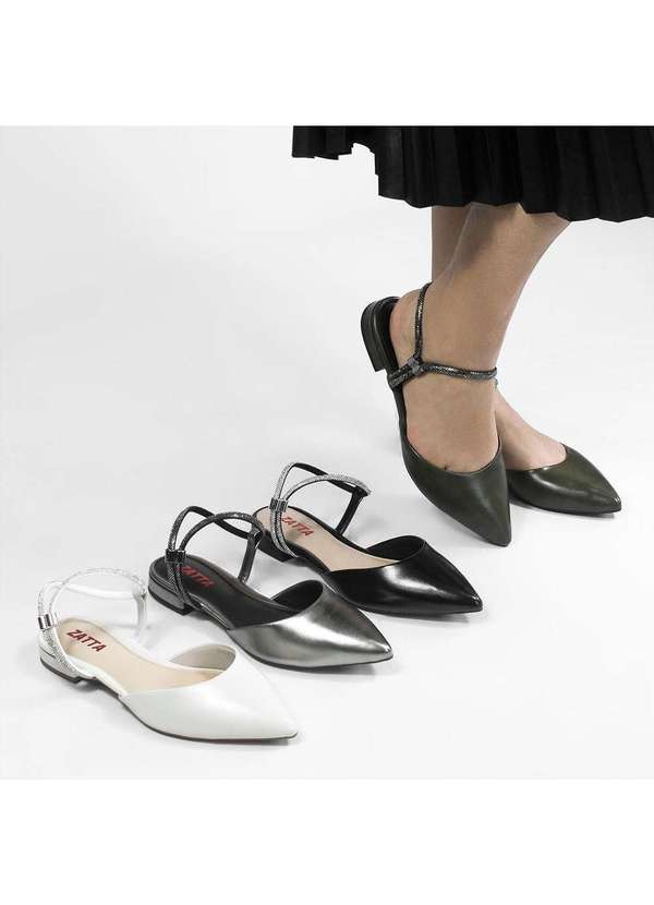 Zatta Calcados - Sapatilha Slingback Bico Fino Emma Cinza 6