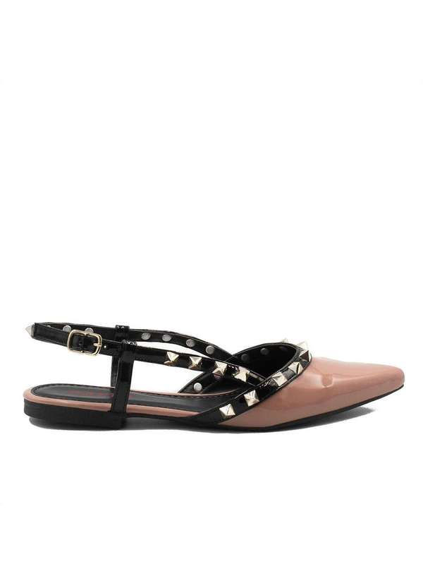 Zatta Calcados - Sapatilha Slingback Spikes Mirela Nude Bege 2