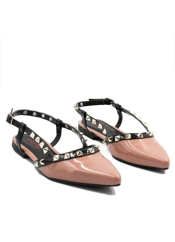Zatta Calcados - Sapatilha Slingback Spikes Mirela Nude Bege 5
