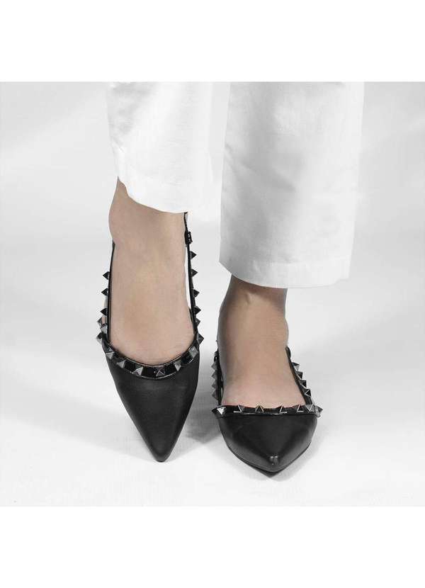Zatta Calcados - Sapatilha Slingback Spikes Mirela Preto 4