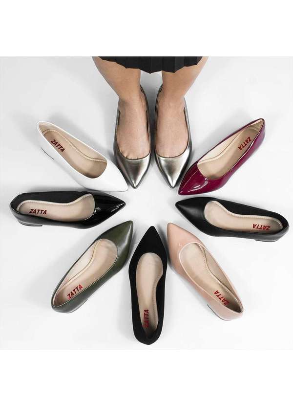 Zatta Calcados - Sapatilha Zatta Basica Lisa Nubia Verniz Bege 6