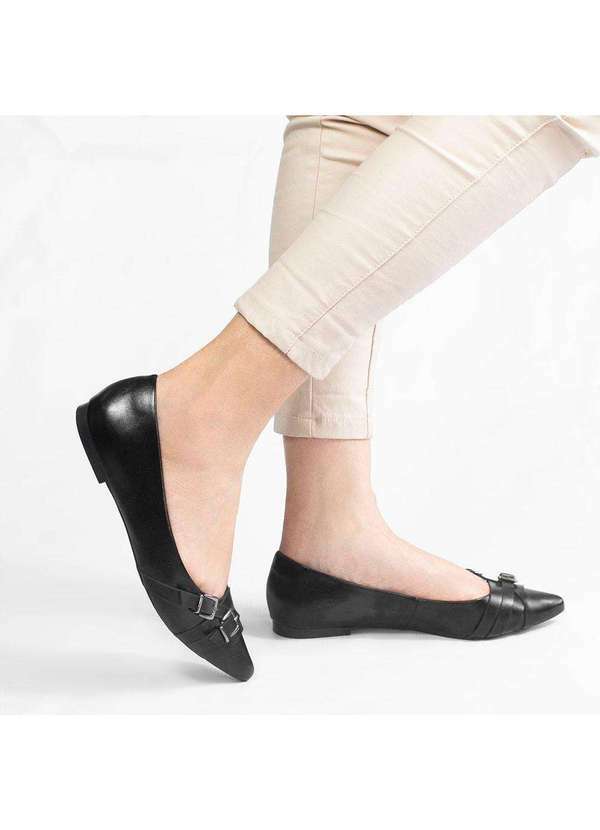 Zatta Calcados - Sapatilha Zatta Bico Fino Fivela Agata Preto