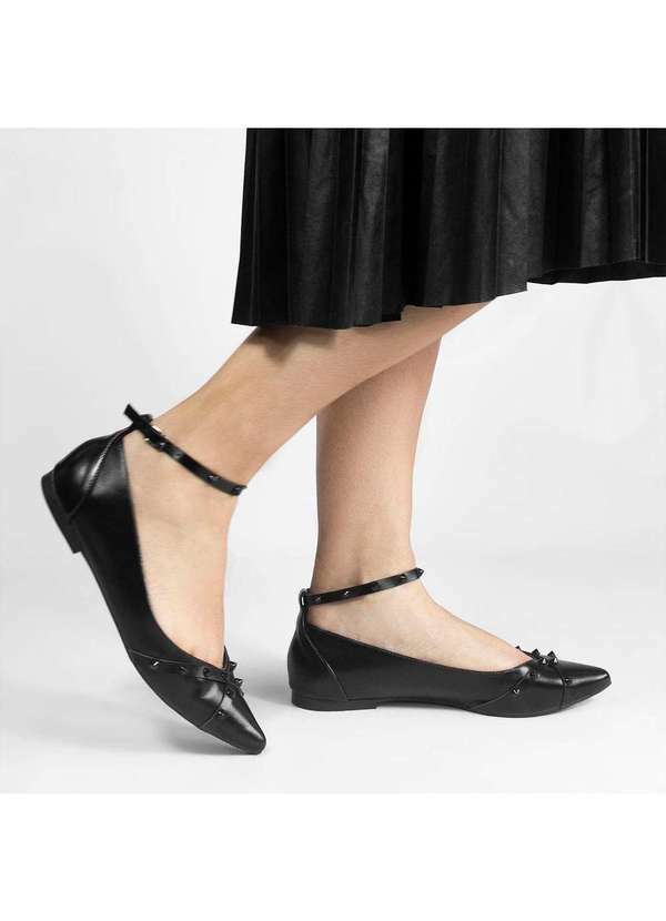Zatta Calcados - Sapatilha Zatta Bico Fino Spike Sabrina Preto