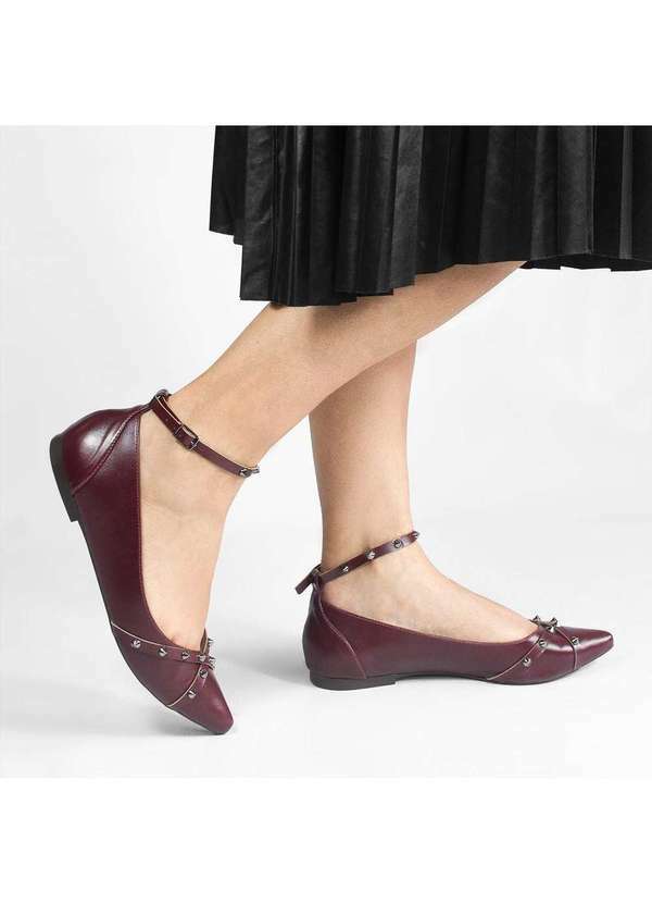 Zatta Calcados - Sapatilha Zatta Bico Fino Spike Sabrina Vermelho