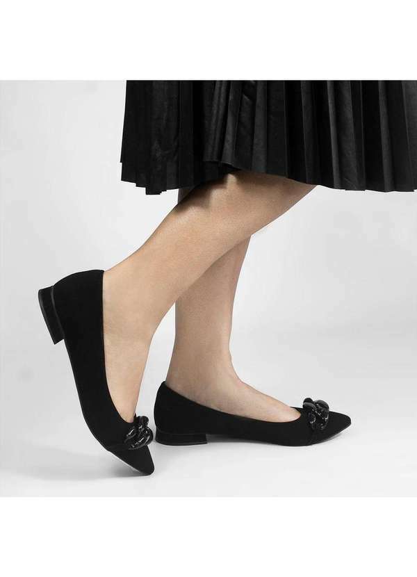 Zatta Calcados - Sapatilha Zatta Corrente Ticiane Nobuck Preto