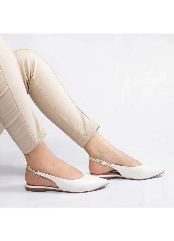 Zatta Calcados - Sapatilha Zatta Slingback Bico Fino Dalila Branco