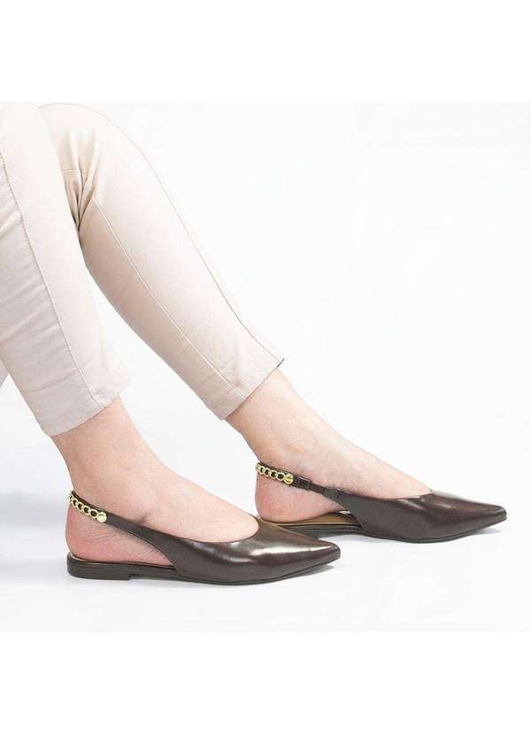 Zatta Calcados - Sapatilha Zatta Slingback Bico Fino Dalila Marrom