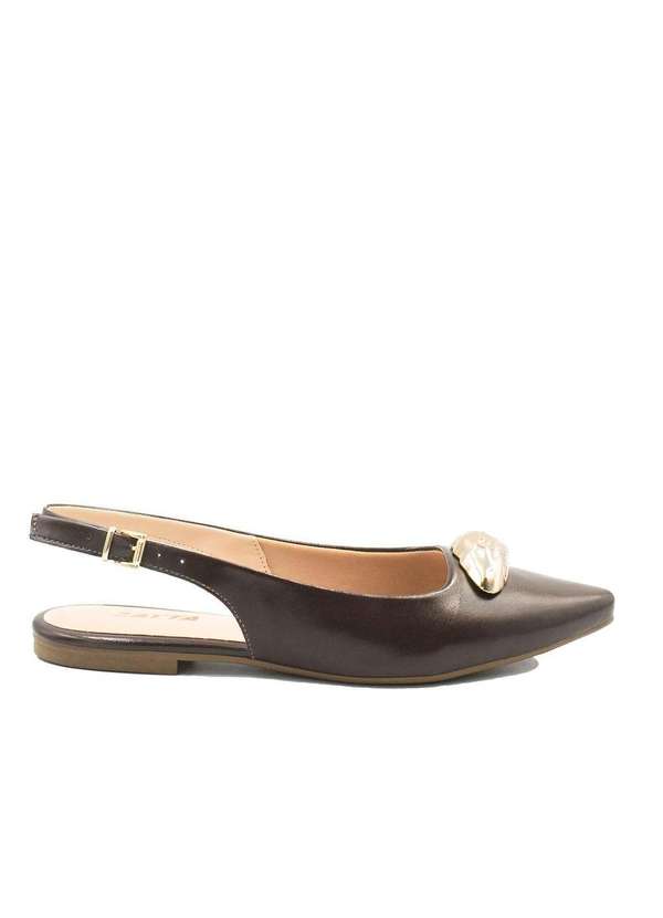 Zatta Calcados - Sapatilha Zatta Slingback Bico Fino Detalhe Olivia Marrom 2