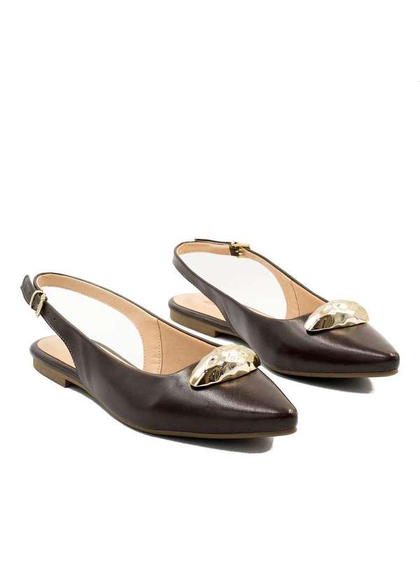Zatta Calcados - Sapatilha Zatta Slingback Bico Fino Detalhe Olivia Marrom 3